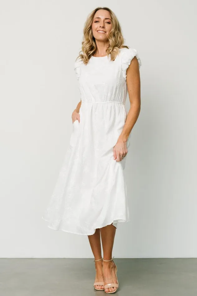 Baltic Born Midi Dresses Odetta Embossed Midi Dress Off White 8211 Women Baltic Born Midi Dresses Odetta Embossed Midi Dress Off White 8211 Women