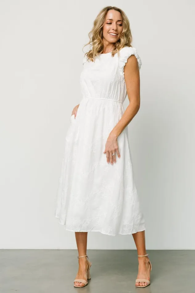 Baltic Born Midi Dresses Odetta Embossed Midi Dress Off White 8211 Women Baltic Born Midi Dresses Odetta Embossed Midi Dress Off White 8211 Women