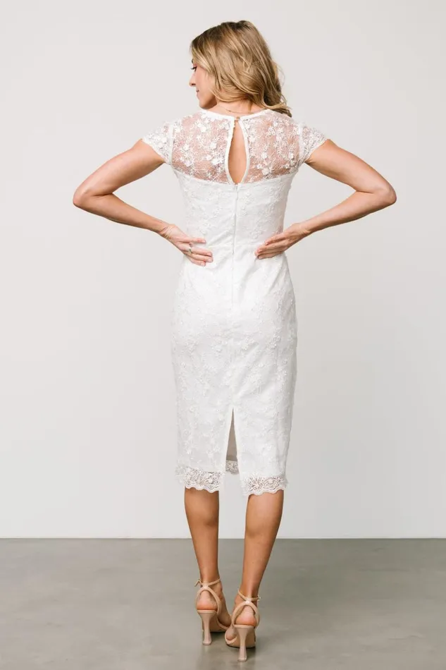 Baltic Born Midi Dresses Oriana Embossed Shimmer Midi Dress Off White 8211 Women Baltic Born Midi Dresses Oriana Embossed Shimmer Midi Dress Off White 8211 Women