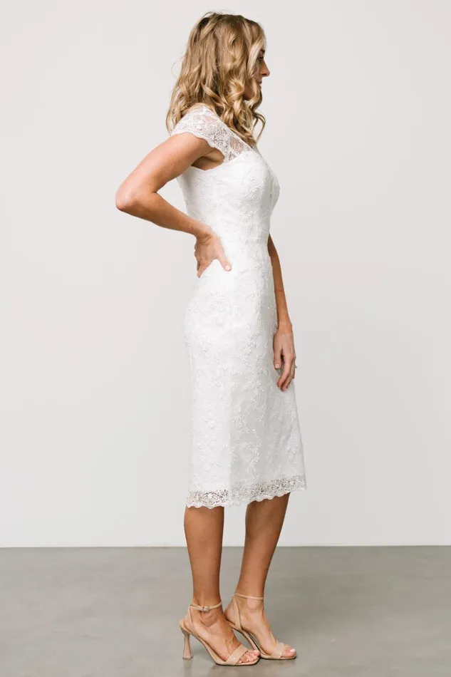 Baltic Born Midi Dresses Oriana Embossed Shimmer Midi Dress Off White 8211 Women Baltic Born Midi Dresses Oriana Embossed Shimmer Midi Dress Off White 8211 Women