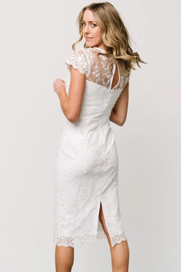 Baltic Born Midi Dresses Oriana Embossed Shimmer Midi Dress Off White 8211 Women Baltic Born Midi Dresses Oriana Embossed Shimmer Midi Dress Off White 8211 Women