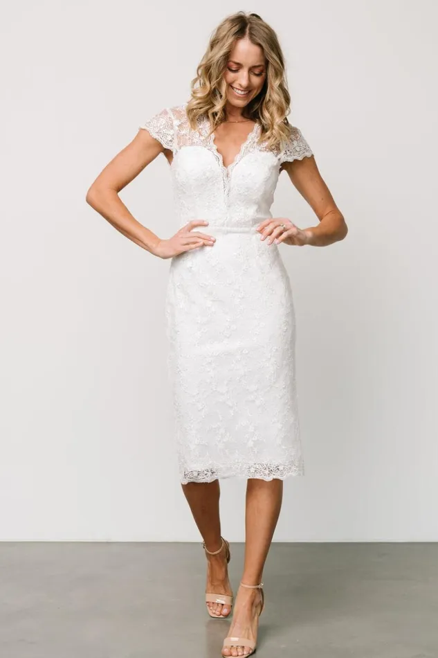 Baltic Born Midi Dresses Oriana Embossed Shimmer Midi Dress Off White 8211 Women Baltic Born Midi Dresses Oriana Embossed Shimmer Midi Dress Off White 8211 Women