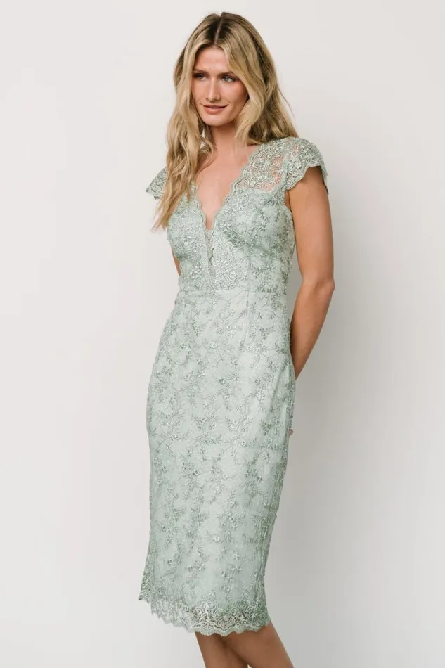 Baltic Born Midi Dresses Oriana Embossed Shimmer Midi Dress Sage 8211 Women Baltic Born Midi Dresses Oriana Embossed Shimmer Midi Dress Sage 8211 Women