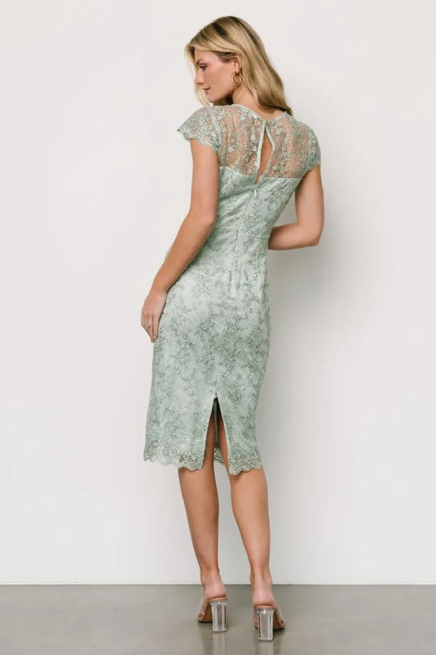 Baltic Born Midi Dresses Oriana Embossed Shimmer Midi Dress Sage 8211 Women Baltic Born Midi Dresses Oriana Embossed Shimmer Midi Dress Sage 8211 Women