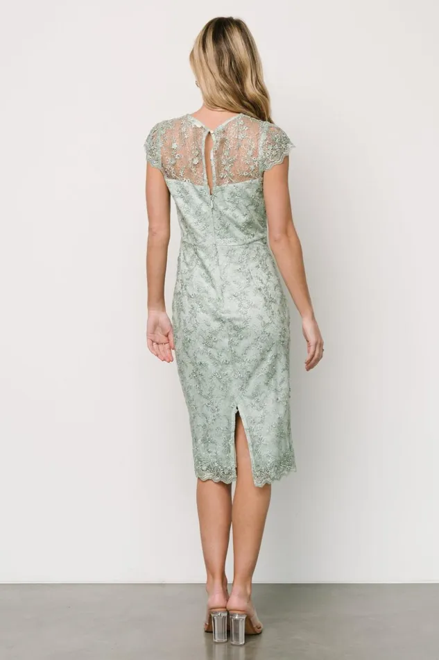 Baltic Born Midi Dresses Oriana Embossed Shimmer Midi Dress Sage 8211 Women Baltic Born Midi Dresses Oriana Embossed Shimmer Midi Dress Sage 8211 Women