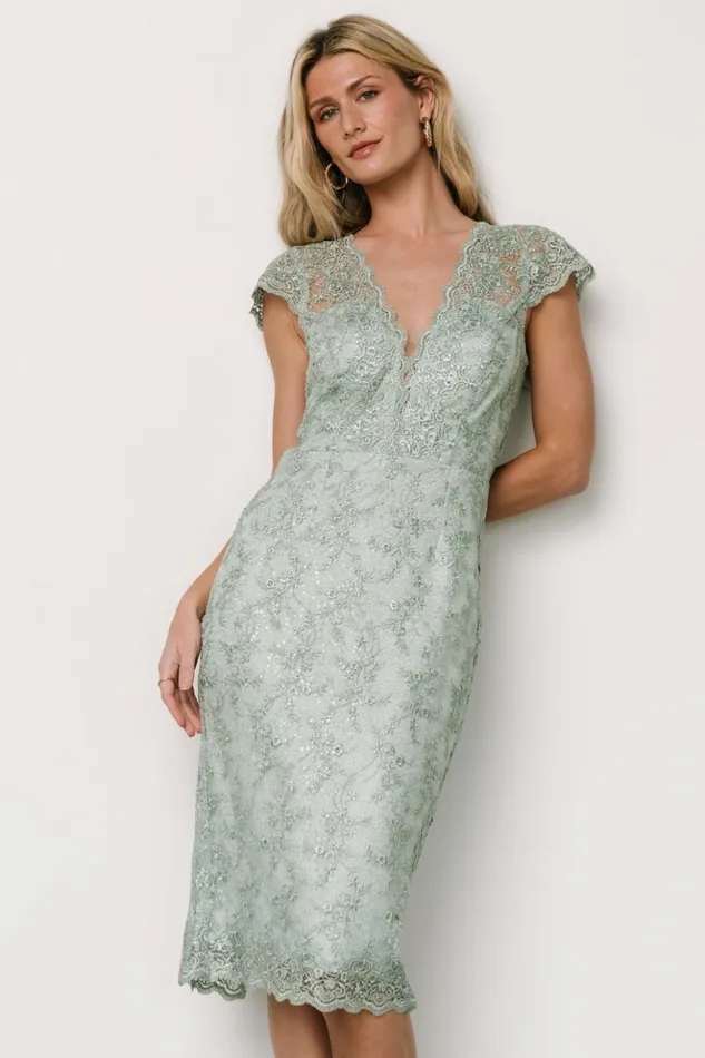 Baltic Born Midi Dresses Oriana Embossed Shimmer Midi Dress Sage 8211 Women Baltic Born Midi Dresses Oriana Embossed Shimmer Midi Dress Sage 8211 Women