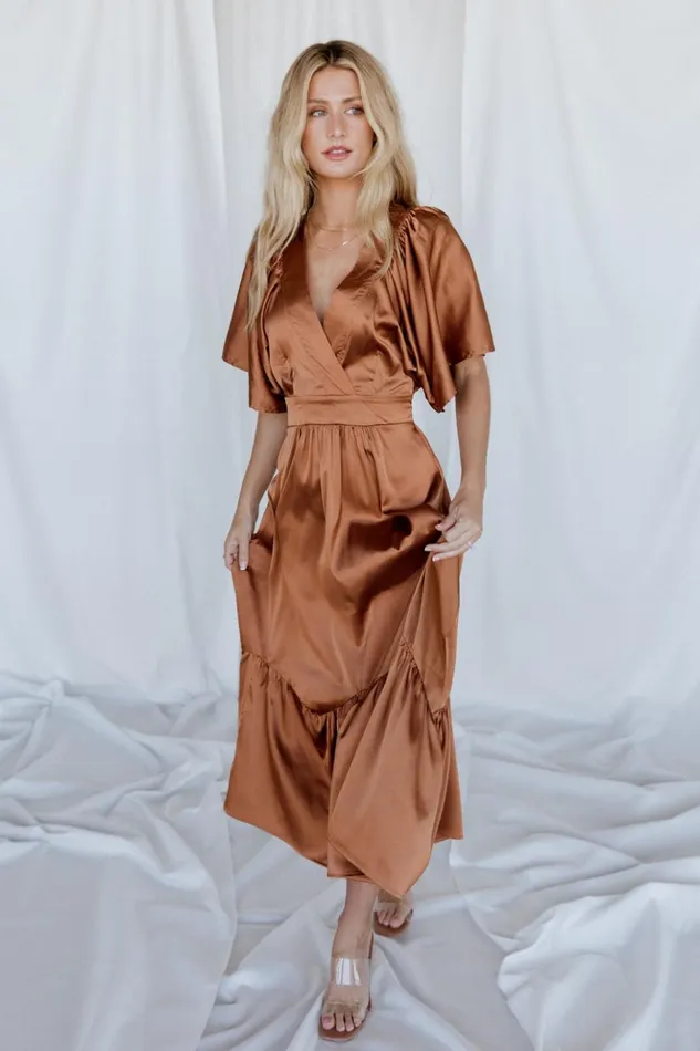 Baltic Born Midi Dresses Pasadena Satin Dress Copper 8211 Women Baltic Born Midi Dresses Pasadena Satin Dress Copper 8211 Women