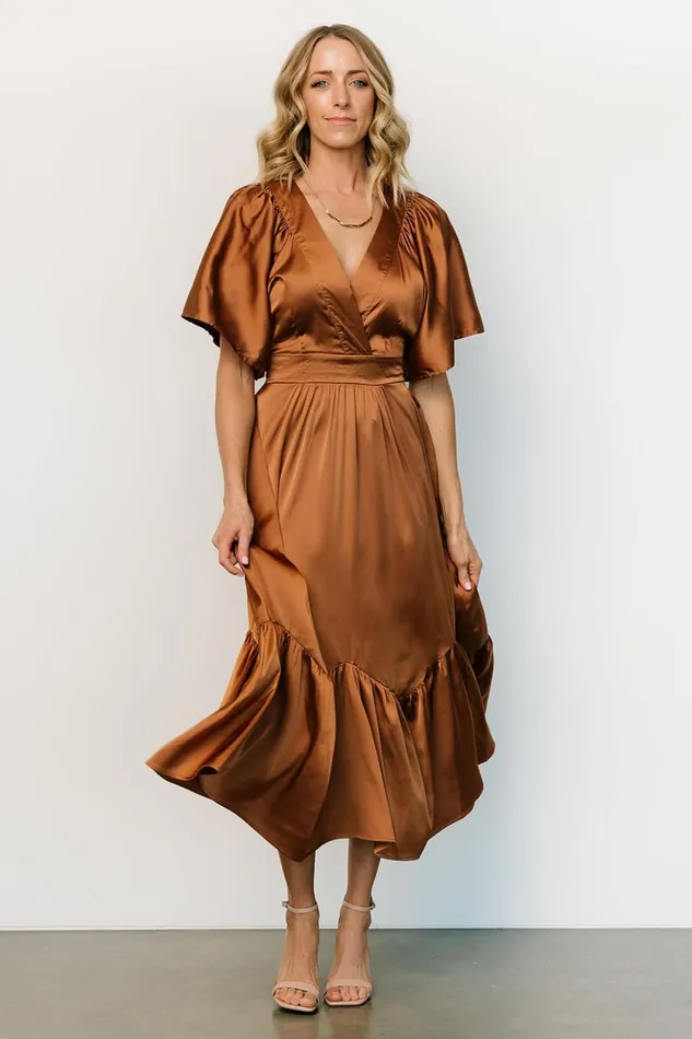 Baltic Born Midi Dresses Pasadena Satin Dress Copper 8211 Women Baltic Born Midi Dresses Pasadena Satin Dress Copper 8211 Women