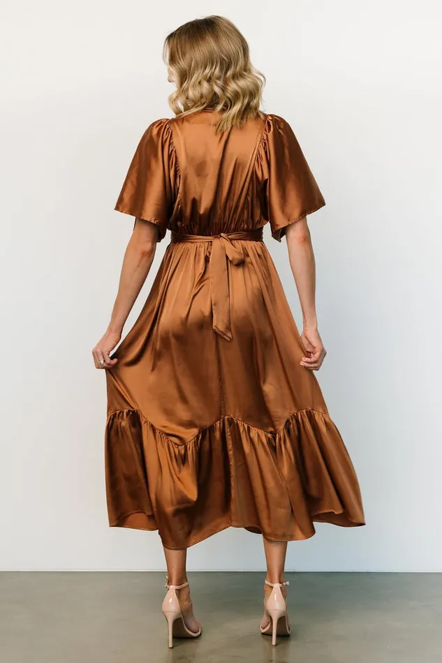 Baltic Born Midi Dresses Pasadena Satin Dress Copper 8211 Women Baltic Born Midi Dresses Pasadena Satin Dress Copper 8211 Women