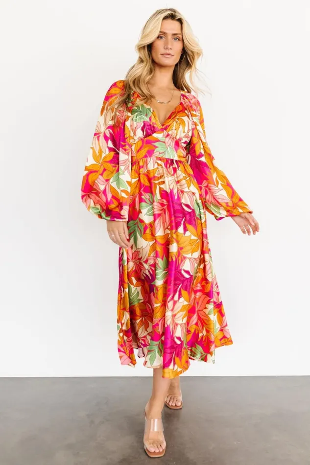 Baltic Born Midi Dresses Sabrina Satin Dress Multi Print 8211 Women Baltic Born Midi Dresses Sabrina Satin Dress Multi Print 8211 Women