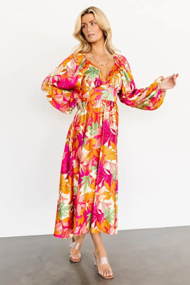 Baltic Born Midi Dresses Sabrina Satin Dress Multi Print 8211 Women Baltic Born Midi Dresses Sabrina Satin Dress Multi Print 8211 Women