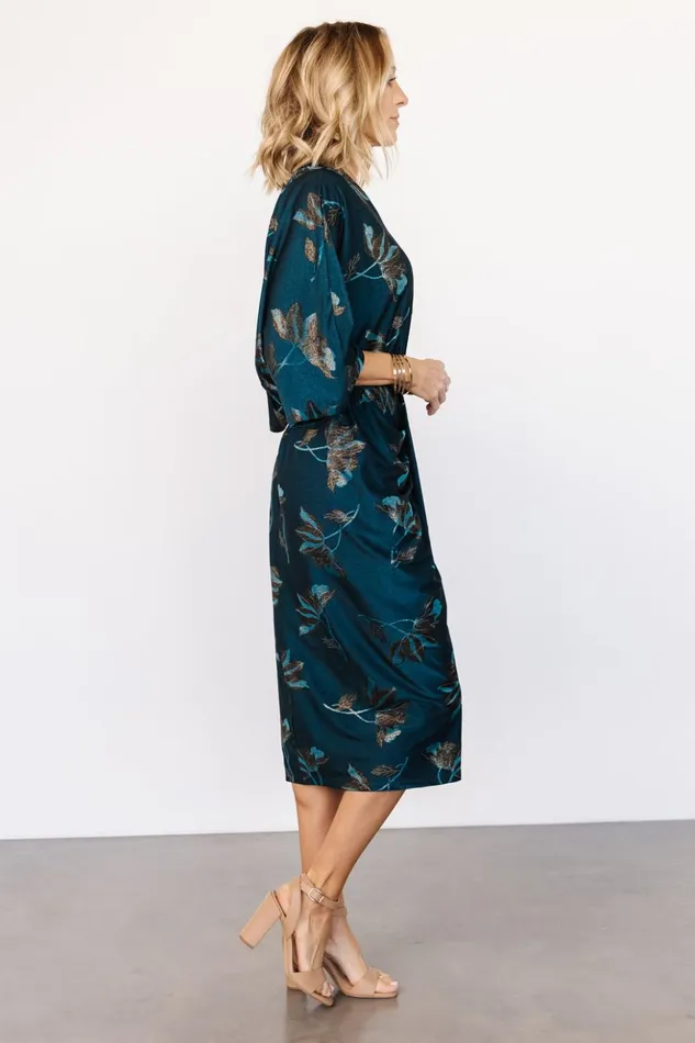 Baltic Born Midi Dresses Shaneen Ruched Midi Dress Jade Floral Shimmer 8211 Women Baltic Born Midi Dresses Shaneen Ruched Midi Dress Jade Floral Shimmer 8211 Women