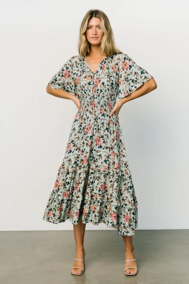 Baltic Born Midi Dresses Spell Boho Midi Dress Sage Pink Floral 8211 Women
