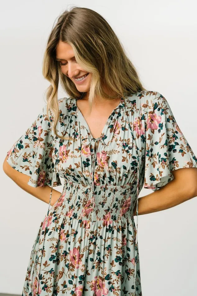 Baltic Born Midi Dresses Spell Boho Midi Dress Sage Pink Floral 8211 Women Baltic Born Midi Dresses Spell Boho Midi Dress Sage Pink Floral 8211 Women
