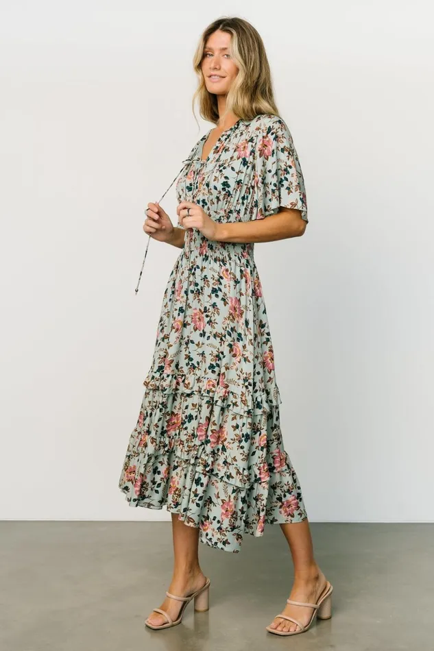 Baltic Born Midi Dresses Spell Boho Midi Dress Sage Pink Floral 8211 Women Baltic Born Midi Dresses Spell Boho Midi Dress Sage Pink Floral 8211 Women