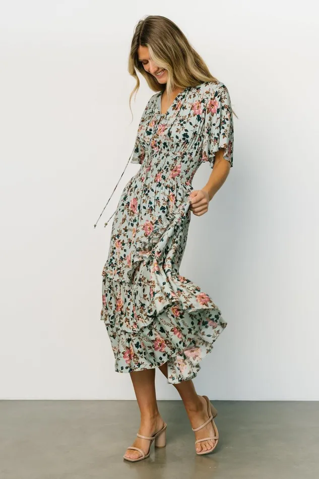 Baltic Born Midi Dresses Spell Boho Midi Dress Sage Pink Floral 8211 Women Baltic Born Midi Dresses Spell Boho Midi Dress Sage Pink Floral 8211 Women