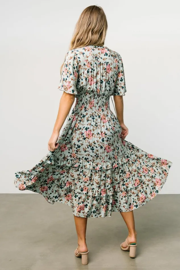 Baltic Born Midi Dresses Spell Boho Midi Dress Sage Pink Floral 8211 Women Baltic Born Midi Dresses Spell Boho Midi Dress Sage Pink Floral 8211 Women