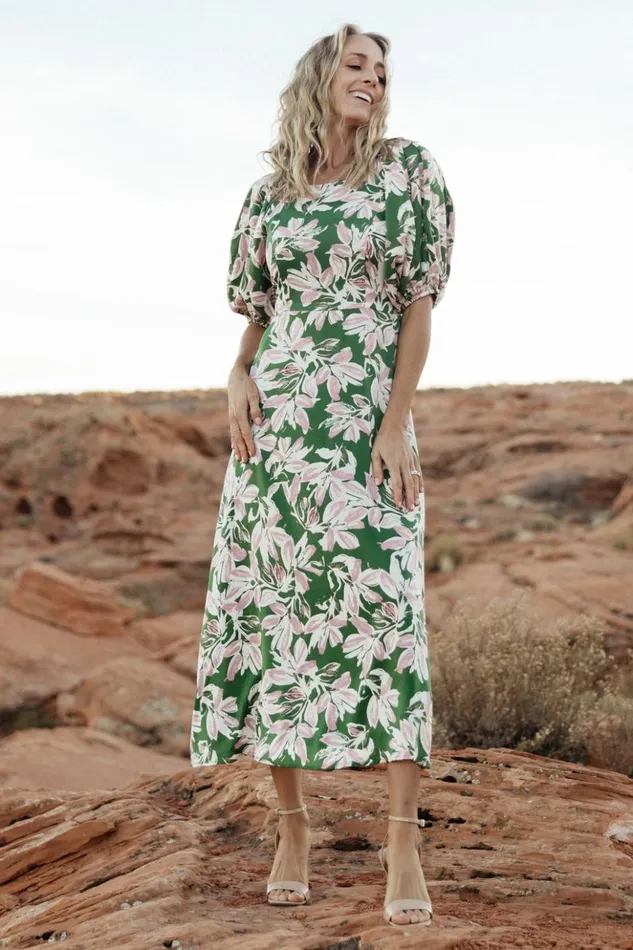 Baltic Born Midi Dresses Tucson Midi Dress Green Pink 8211 Women Baltic Born Midi Dresses Tucson Midi Dress Green Pink 8211 Women