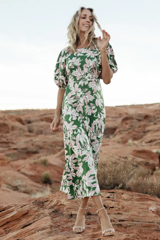 Baltic Born Midi Dresses Tucson Midi Dress Green Pink 8211 Women Baltic Born Midi Dresses Tucson Midi Dress Green Pink 8211 Women