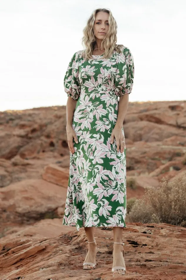 Baltic Born Midi Dresses Tucson Midi Dress Green Pink 8211 Women Baltic Born Midi Dresses Tucson Midi Dress Green Pink 8211 Women
