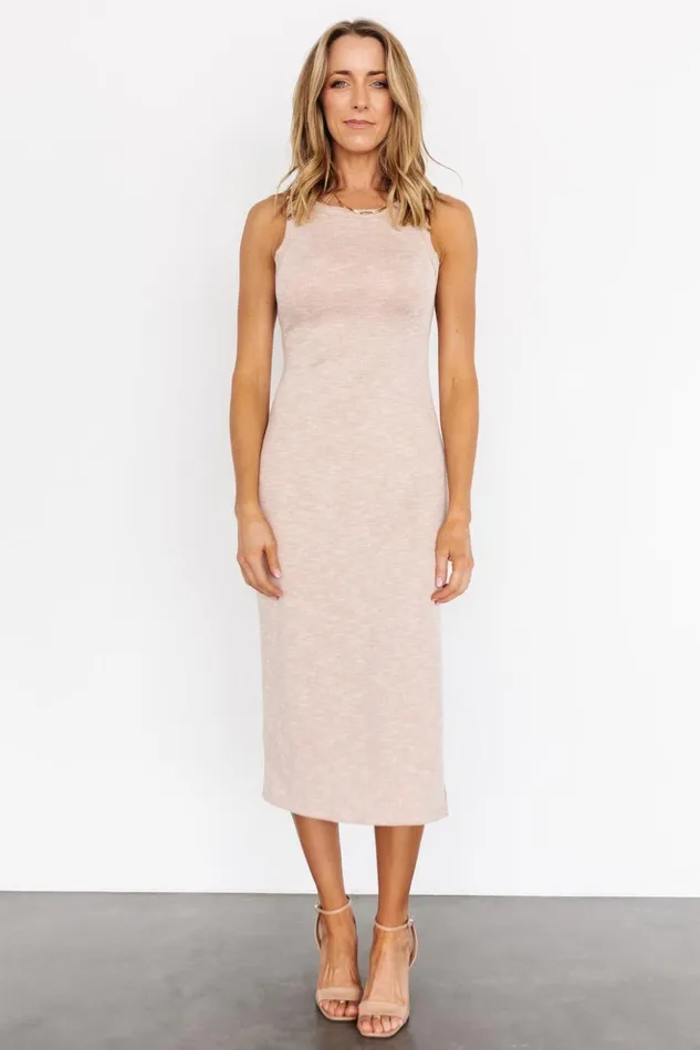Baltic Born Midi Dresses Vince Tank Ribbed Dress Oatmeal 8211 Women
