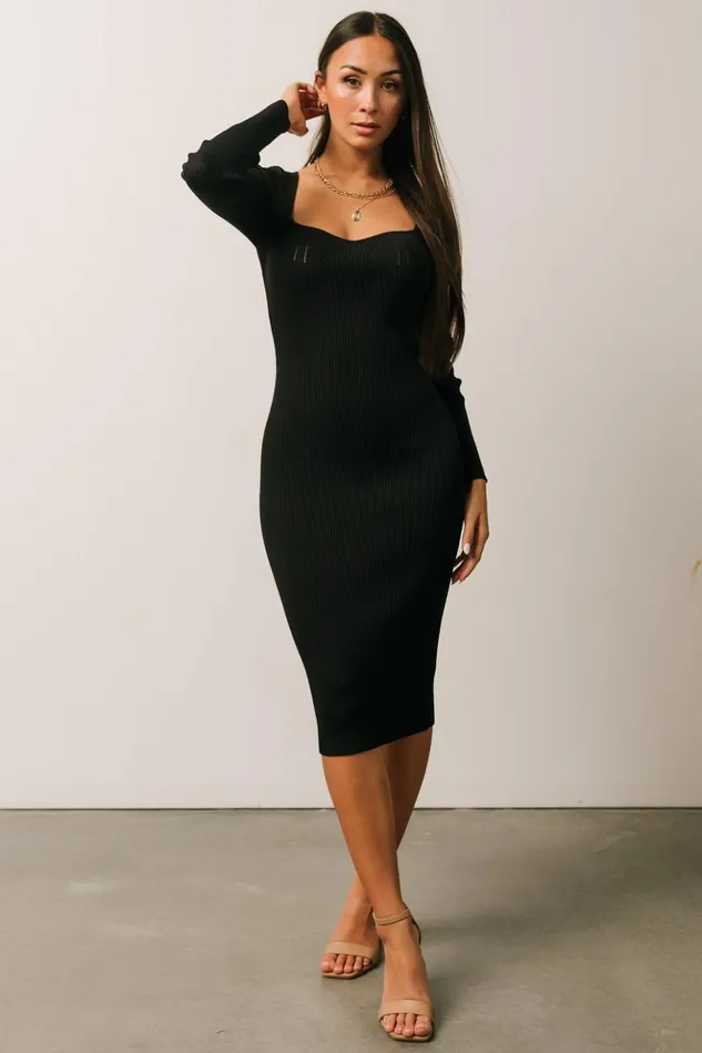 Baltic Born Midi Dresses Waldorf Ribbed Midi Dress Black 8211 Women Baltic Born Midi Dresses Waldorf Ribbed Midi Dress Black 8211 Women