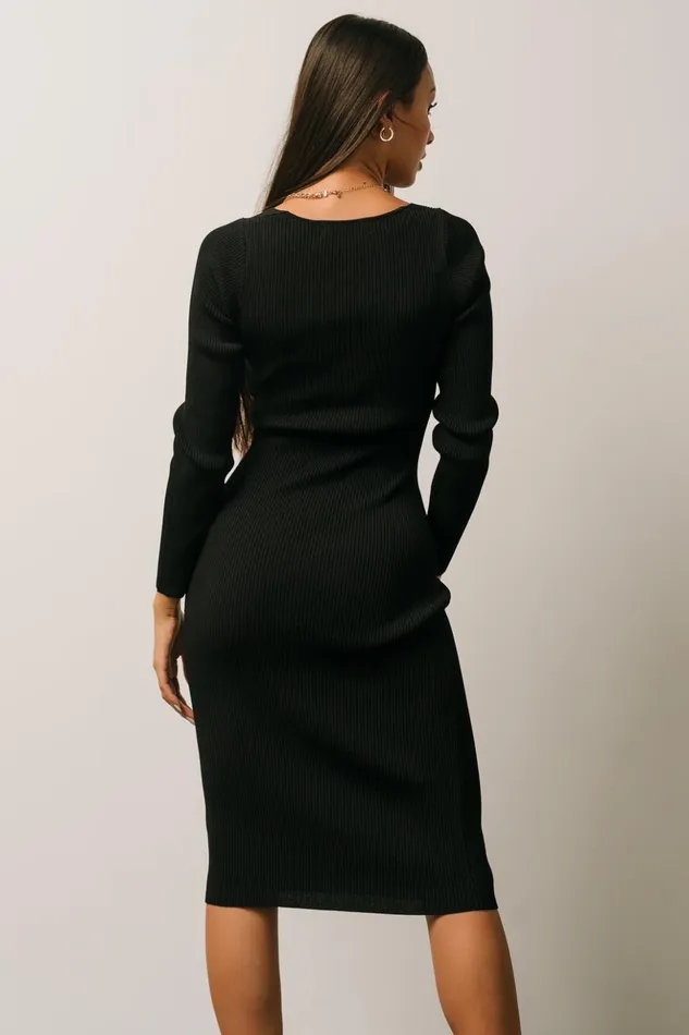 Baltic Born Midi Dresses Waldorf Ribbed Midi Dress Black 8211 Women Baltic Born Midi Dresses Waldorf Ribbed Midi Dress Black 8211 Women