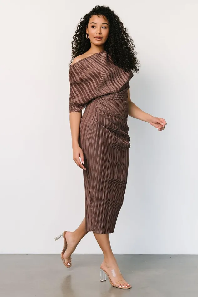 Baltic Born Midi Dresses Winslow Pleated Midi Dress Mink 8211 Women