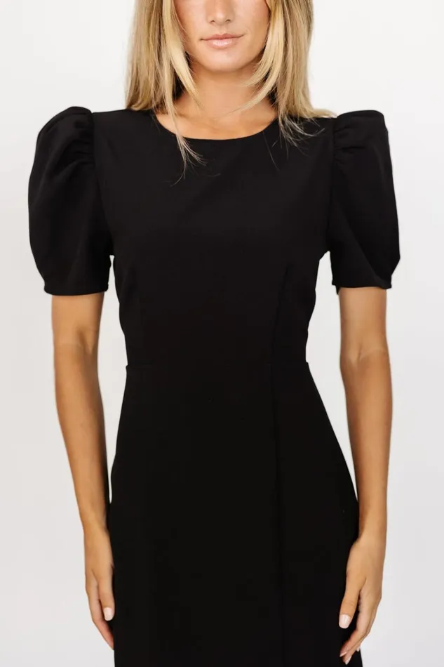 Baltic Born Midi Dresses Younge Puff Sleeve Midi Dress Black 8211 Women Baltic Born Midi Dresses Younge Puff Sleeve Midi Dress Black 8211 Women