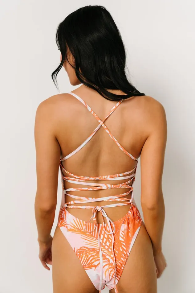 Baltic Born One Piece Alani Lace Up One Piece Coral Palms 8211 Women Baltic Born One Piece Alani Lace Up One Piece Coral Palms 8211 Women