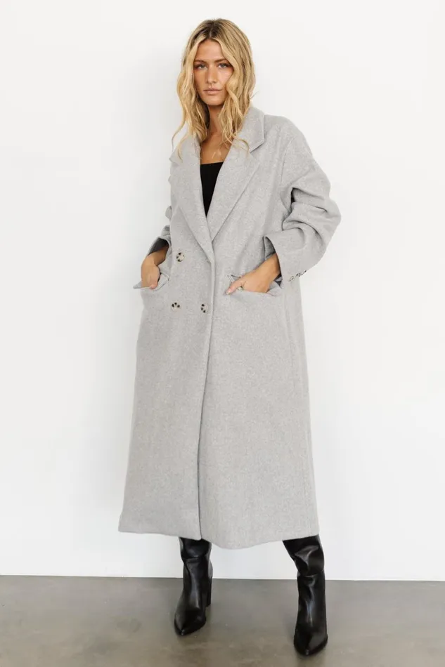 Baltic Born Outerwear Anderson Double Breasted Coat Gray 8211 Women