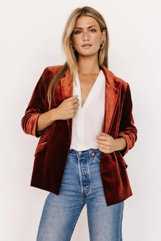 Baltic Born Outerwear Brinton Velvet Blazer Cinnamon 8211 Women