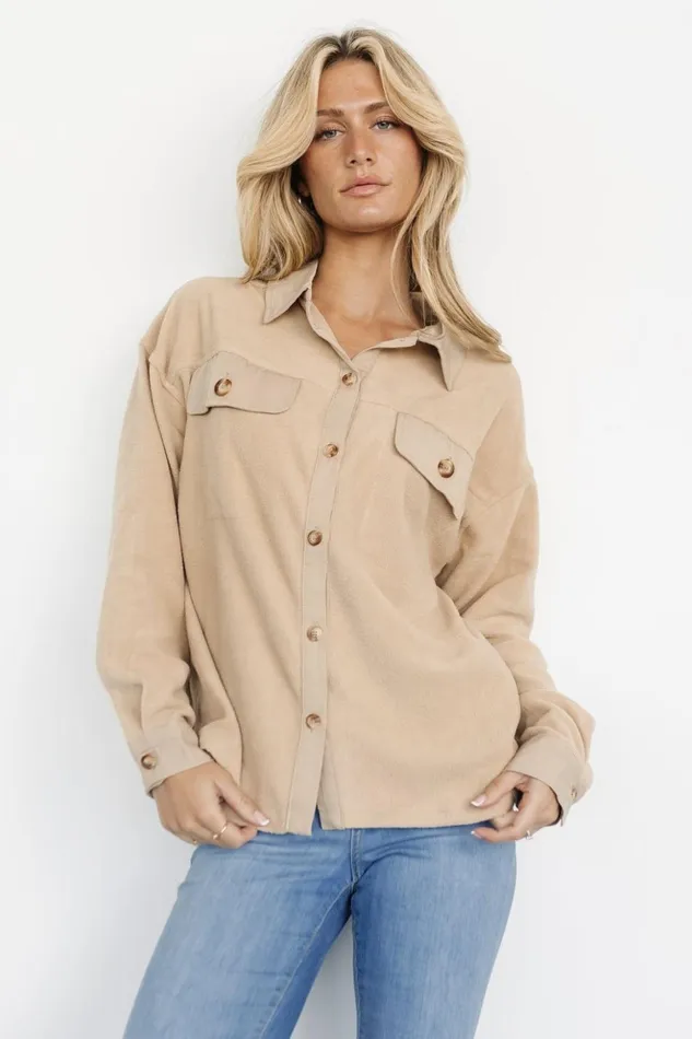 Baltic Born Outerwear Duke Button Up Top Taupe 8211 Women