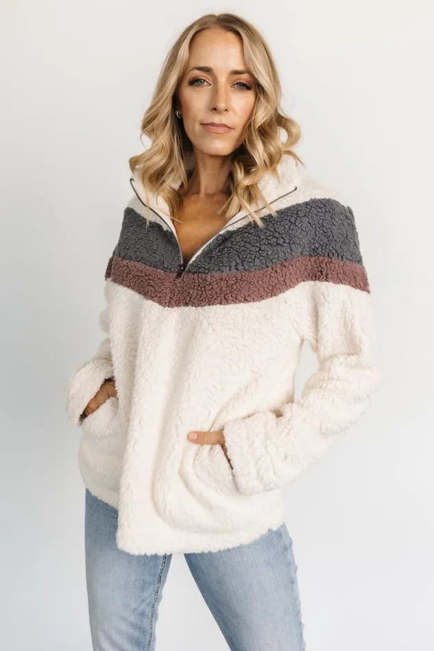 Baltic Born Outerwear Jodie Sherpa Jacket Cream Multi 8211 Women