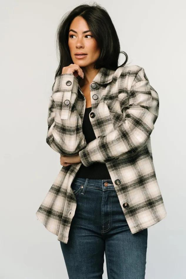Baltic Born Outerwear Lanier Plaid Shacket Taupe Multi 8211 Women Baltic Born Outerwear Lanier Plaid Shacket Taupe Multi 8211 Women