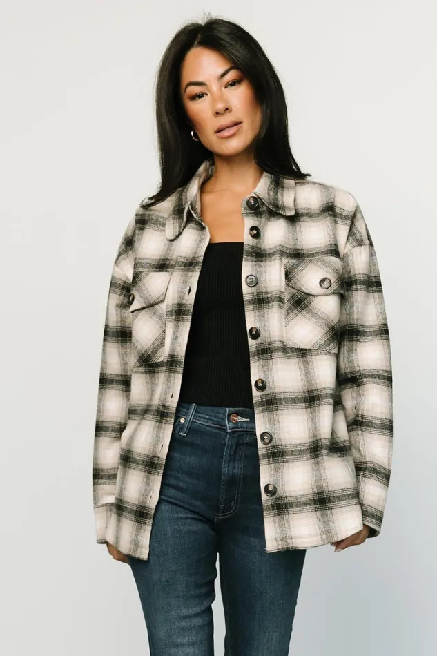 Baltic Born Outerwear Lanier Plaid Shacket Taupe Multi 8211 Women Baltic Born Outerwear Lanier Plaid Shacket Taupe Multi 8211 Women