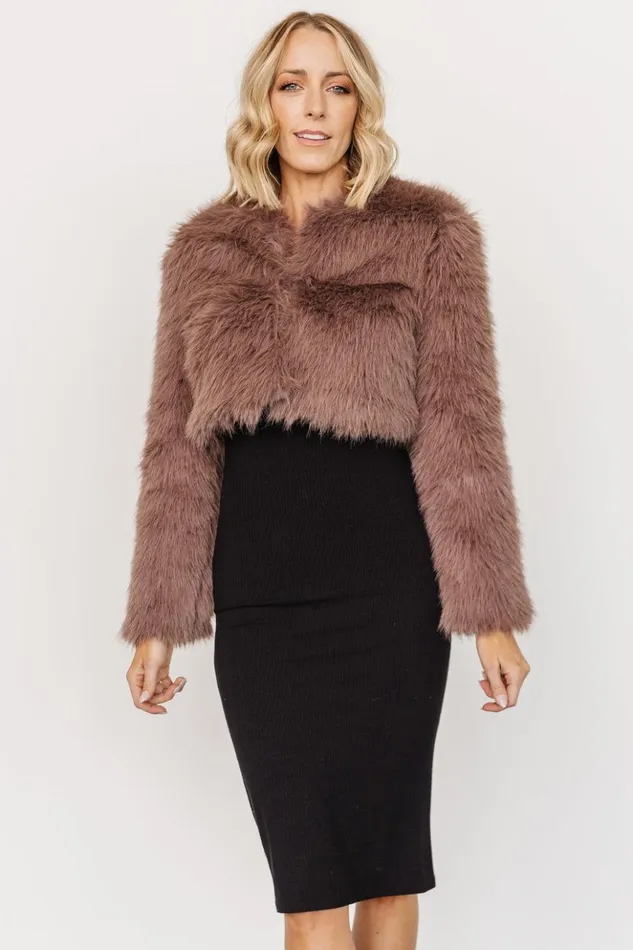 Baltic Born Outerwear Maserati Crop Faux Fur Coat Mink 8211 Women