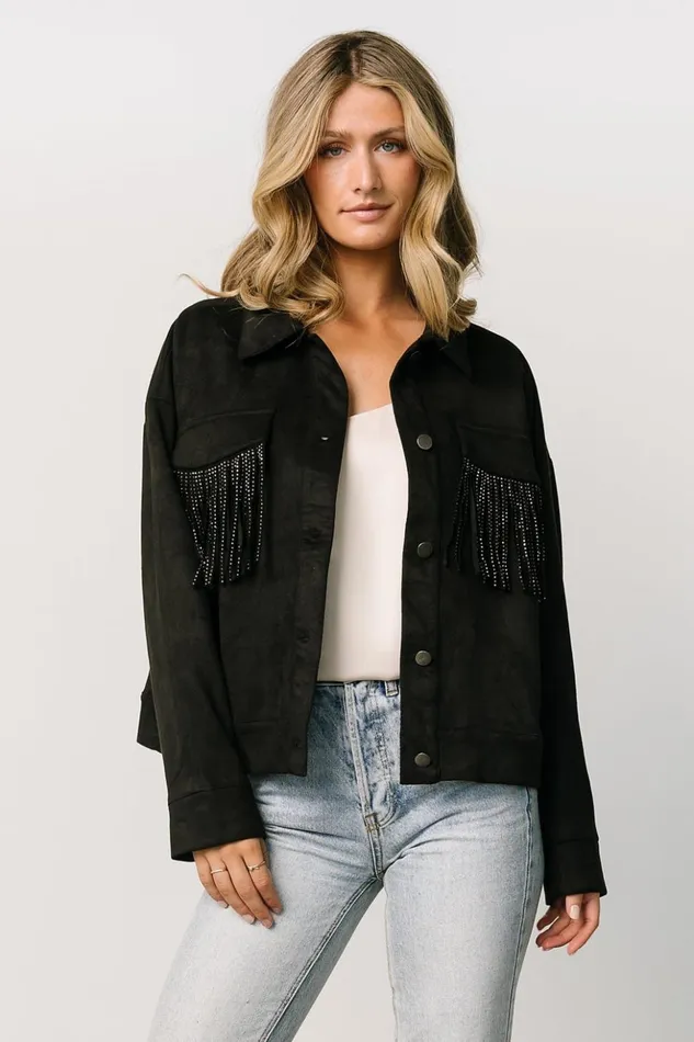 Baltic Born Outerwear Mills Fringe Jacket Black 8211 Women