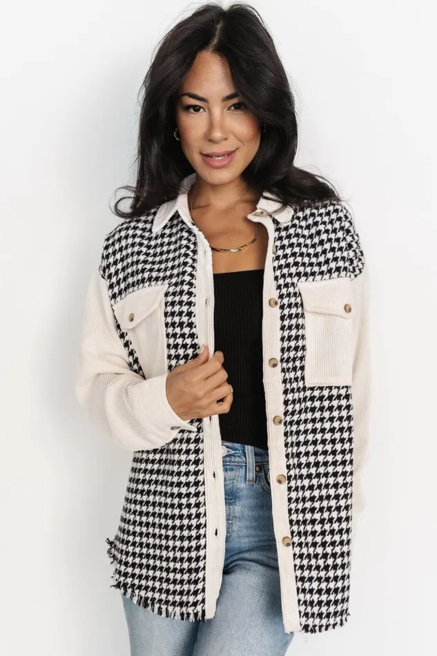 Baltic Born Outerwear Montreal Houndstooth Shacket Ivory Black 8211 Women Baltic Born Outerwear Montreal Houndstooth Shacket Ivory Black 8211 Women