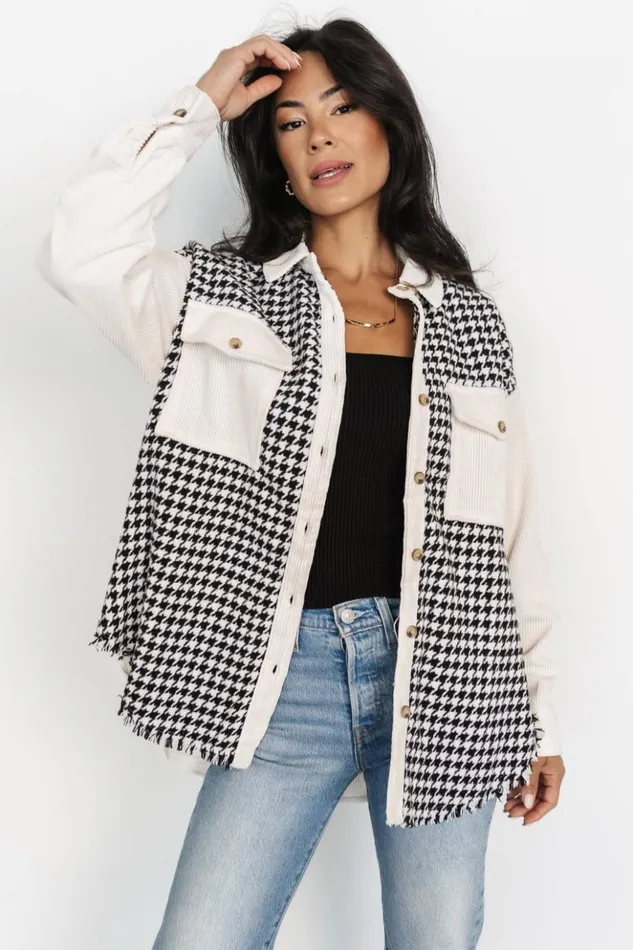 Baltic Born Outerwear Montreal Houndstooth Shacket Ivory Black 8211 Women Baltic Born Outerwear Montreal Houndstooth Shacket Ivory Black 8211 Women