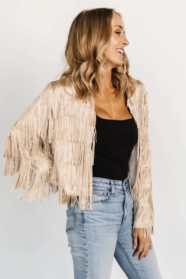 Baltic Born Outerwear Sheridan Fringe Jacket Champagne 8211 Women