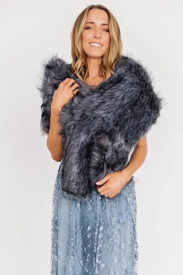 Baltic Born Outerwear Valerie Faux Fur Shawl Dark Gray 8211 Women