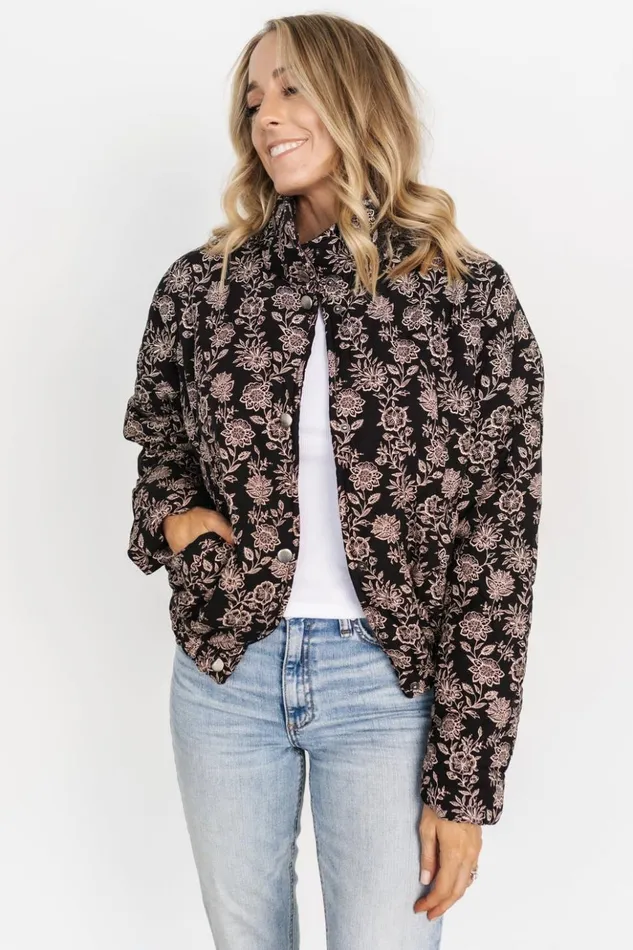 Baltic Born Outerwear Westland Puffer Jacket Black Taupe 8211 Women