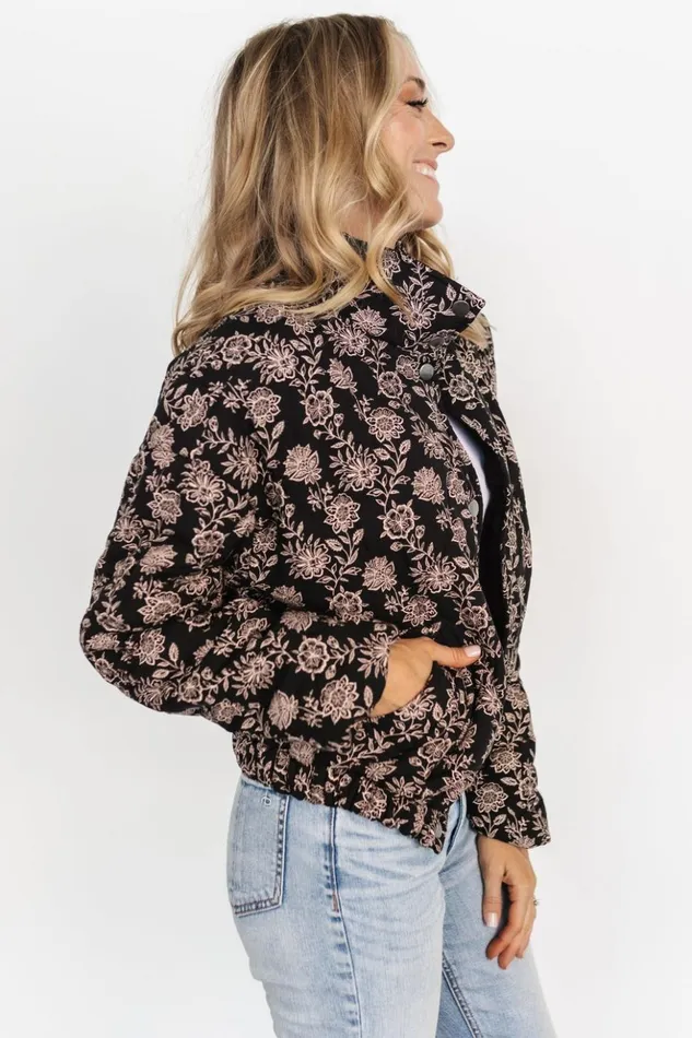 Baltic Born Outerwear Westland Puffer Jacket Black Taupe 8211 Women