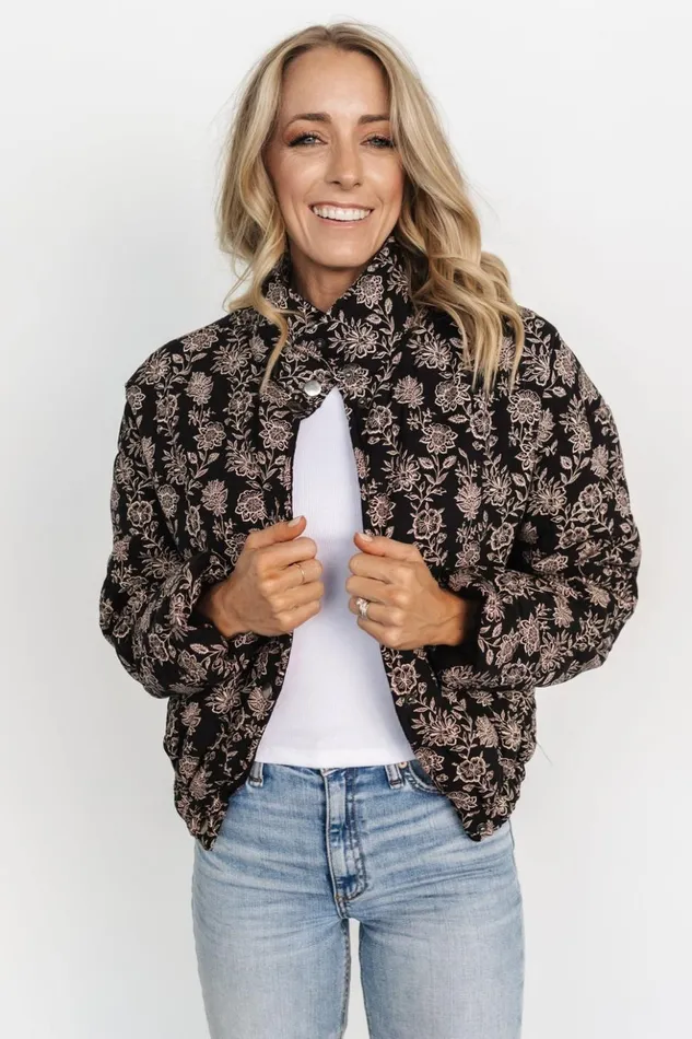 Baltic Born Outerwear Westland Puffer Jacket Black Taupe 8211 Women