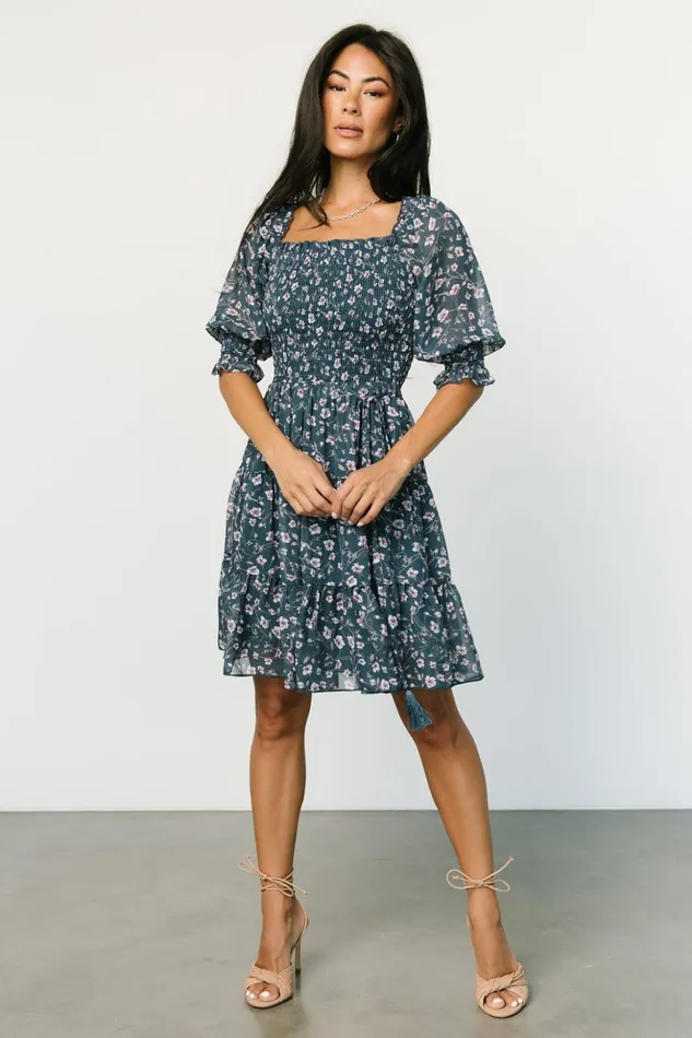 Baltic Born Short Dresses Azlyn Smocked Short Dress Blue Multi 8211 Women Baltic Born Short Dresses Azlyn Smocked Short Dress Blue Multi 8211 Women