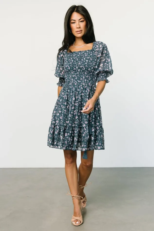 Baltic Born Short Dresses Azlyn Smocked Short Dress Blue Multi 8211 Women Baltic Born Short Dresses Azlyn Smocked Short Dress Blue Multi 8211 Women