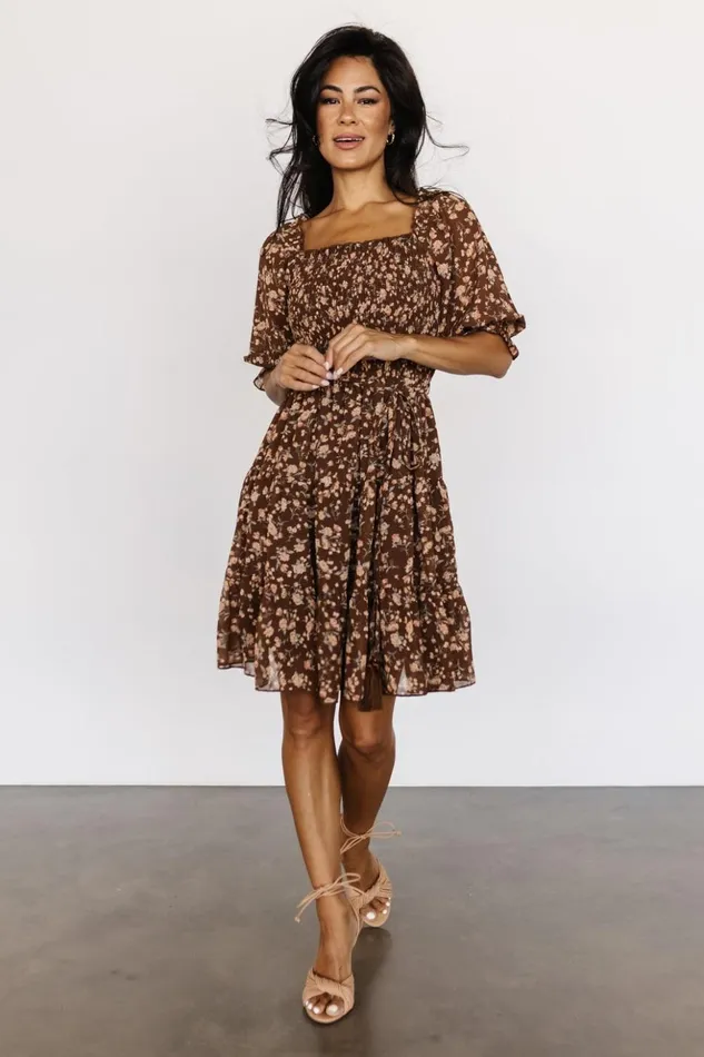 Baltic Born Short Dresses Azlyn Smocked Short Dress Copper Floral 8211 Women Baltic Born Short Dresses Azlyn Smocked Short Dress Copper Floral 8211 Women