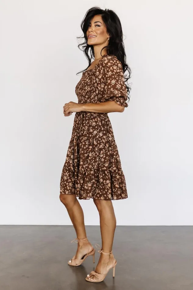 Baltic Born Short Dresses Azlyn Smocked Short Dress Copper Floral 8211 Women Baltic Born Short Dresses Azlyn Smocked Short Dress Copper Floral 8211 Women