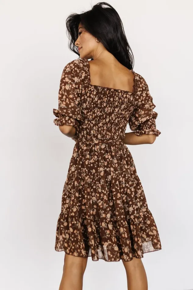 Baltic Born Short Dresses Azlyn Smocked Short Dress Copper Floral 8211 Women Baltic Born Short Dresses Azlyn Smocked Short Dress Copper Floral 8211 Women